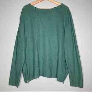 J. Jill Green Oversized Sweater Side Zipper XL